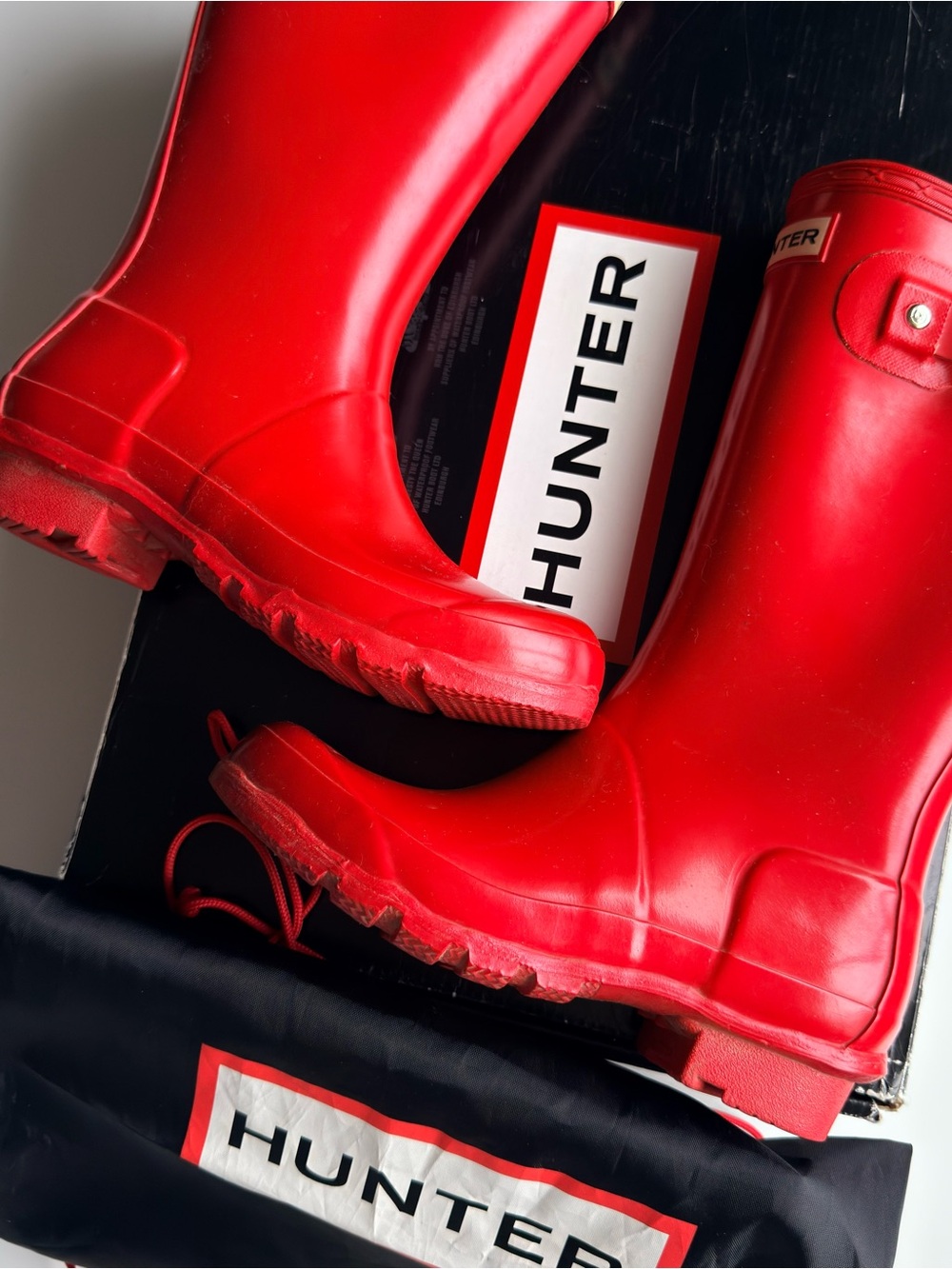 Hunter Original Kids Rain Boots Military Red Glossy Sz 3m 4f EU 34